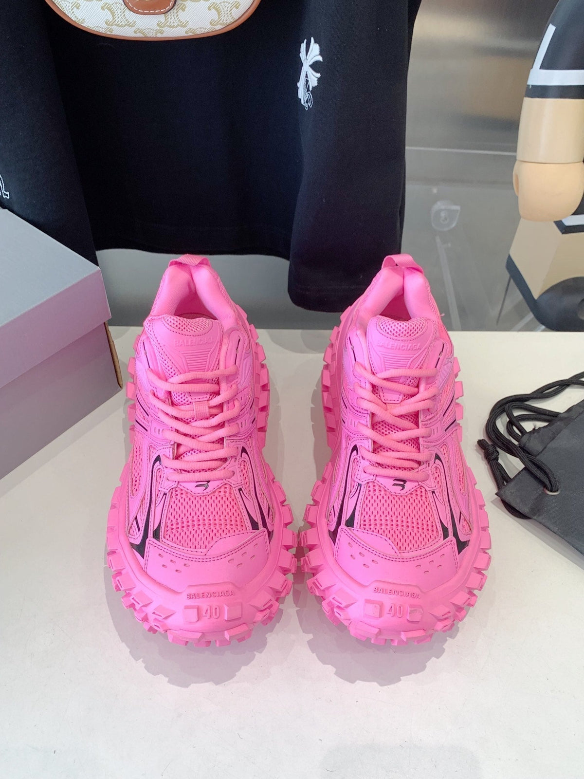 CHUNKY SNEAKERS IN PINK MIX BLACK POLYURETHANE, POLYESTER AND NYLON