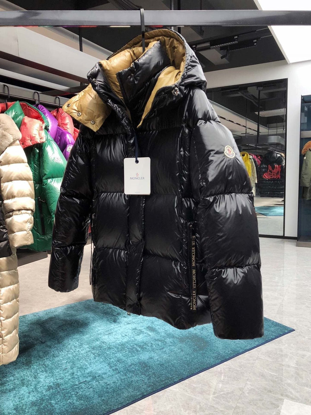 Moncler Black Hooded Puffer Coat
