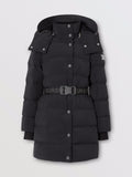 Burberry Women's Black Belted Hooded Long Down Jacket