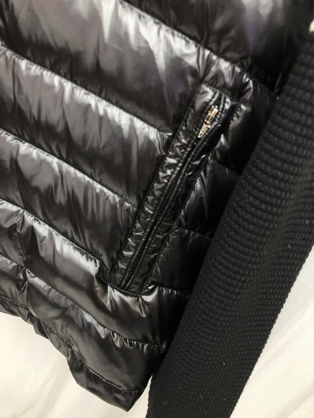Moncler Knit-Sleeve Quilted Down Jacket