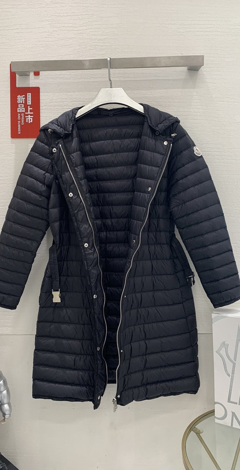 Moncler Women’s Belted Hooded Long Down Coat