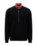 Moncler Rib-Knit Striped Collar Quarter-Zip Sweater
