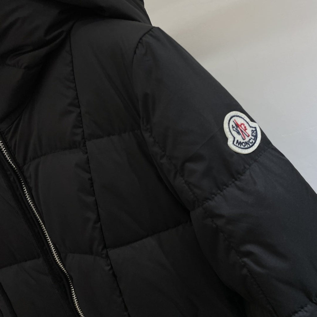 Moncler Women's Black Long Hooded Quilted Puffer Coat