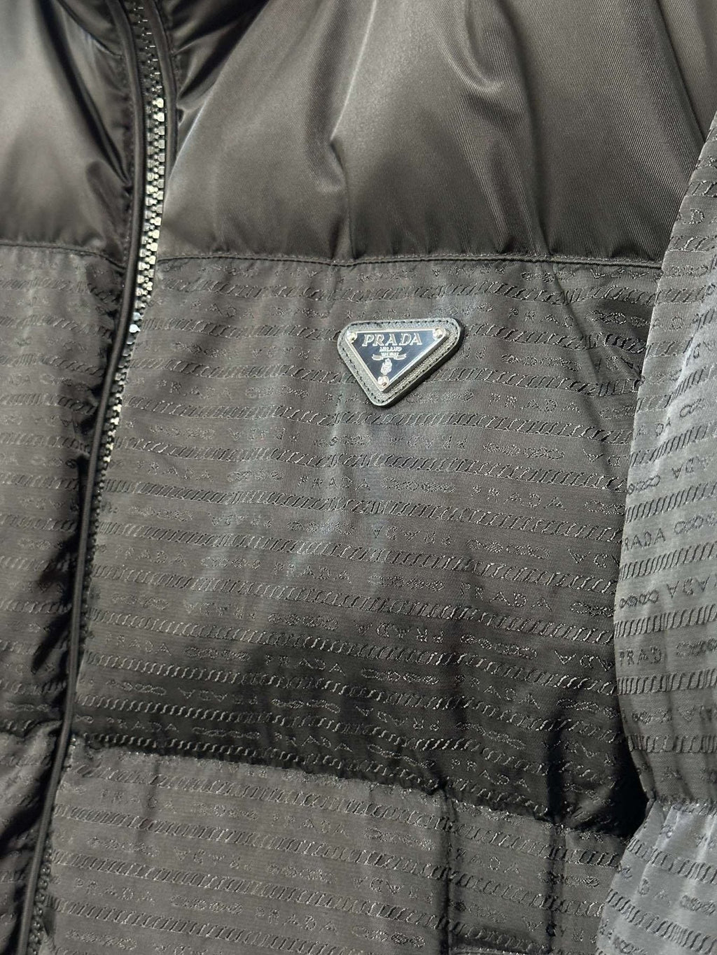 Prada Black Tonal Panel Puffer Jacket