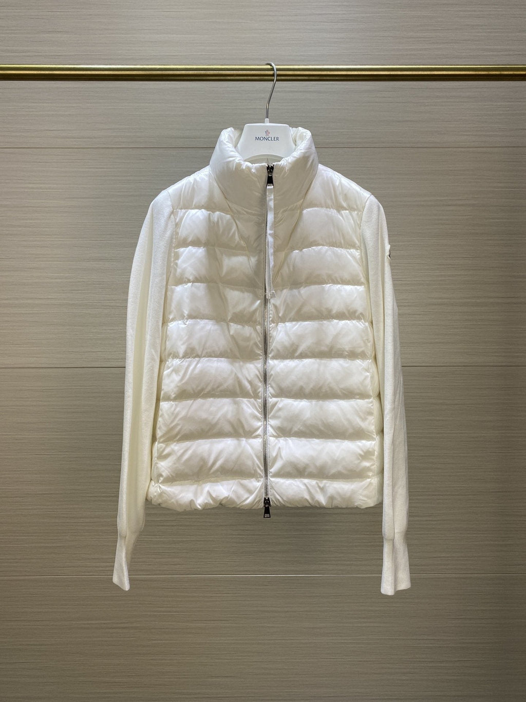 Moncler Women's Knit-Sleeve Hybrid Puffer Jacket