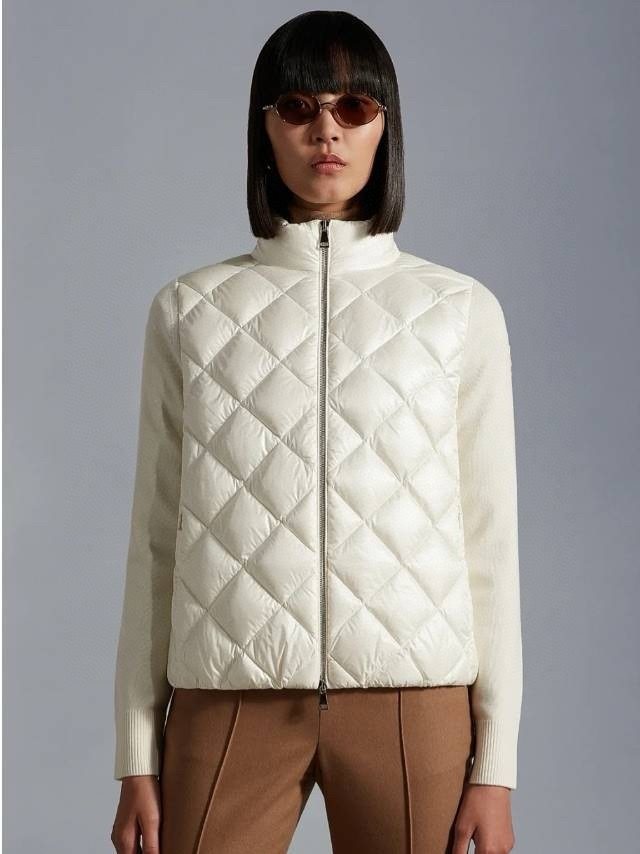 Moncler Diamond-Quilted Knit Sleeve Jacket