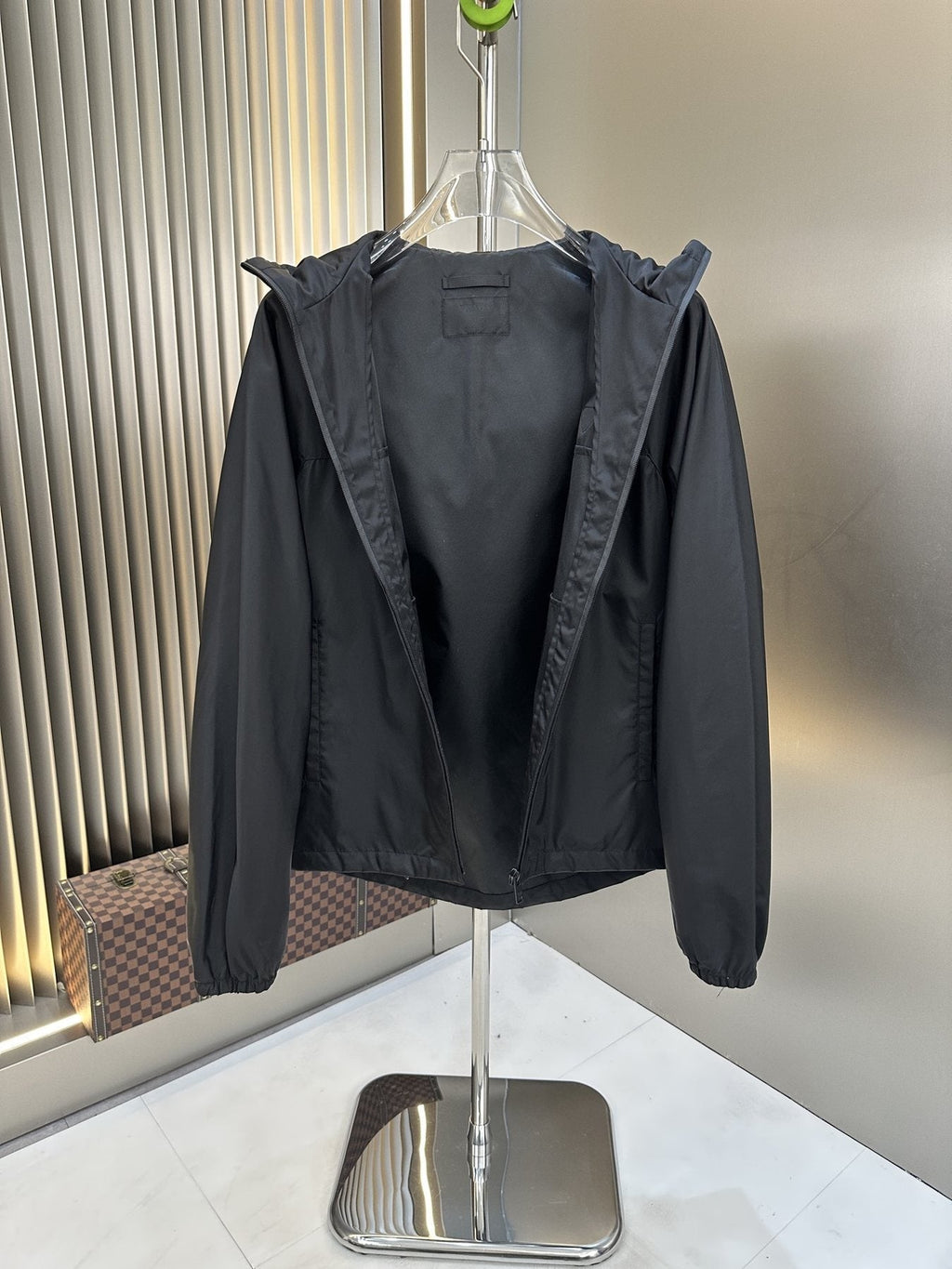 Prada Black Hooded Zip-Front Jacket