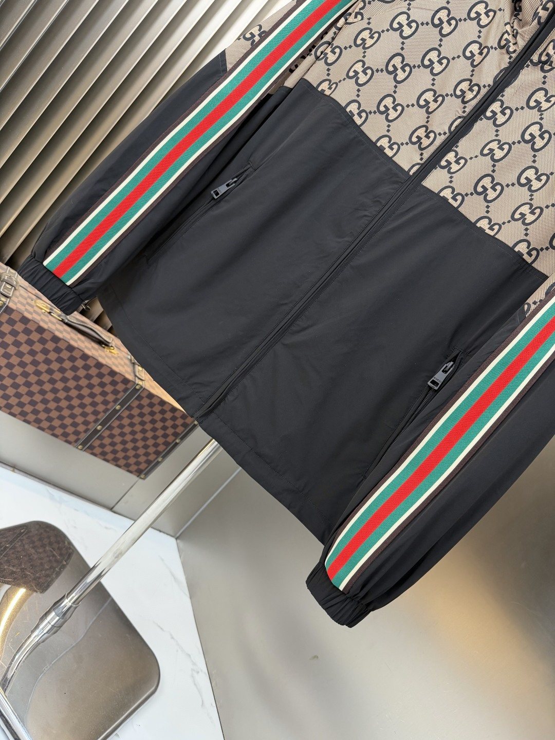 Gucci Beige Monogram Color-Block Jacket