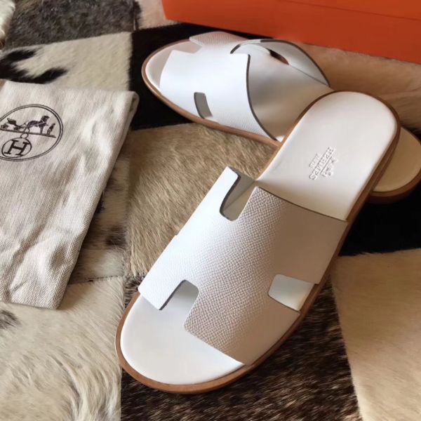 HERM Izmir Sandals In White Epsom Leather