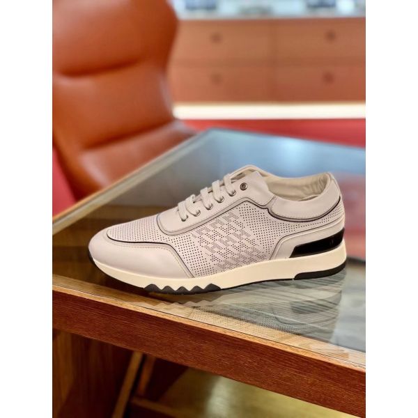 HERM Men's C-Addict Sneakers In White Perforated Calfskin