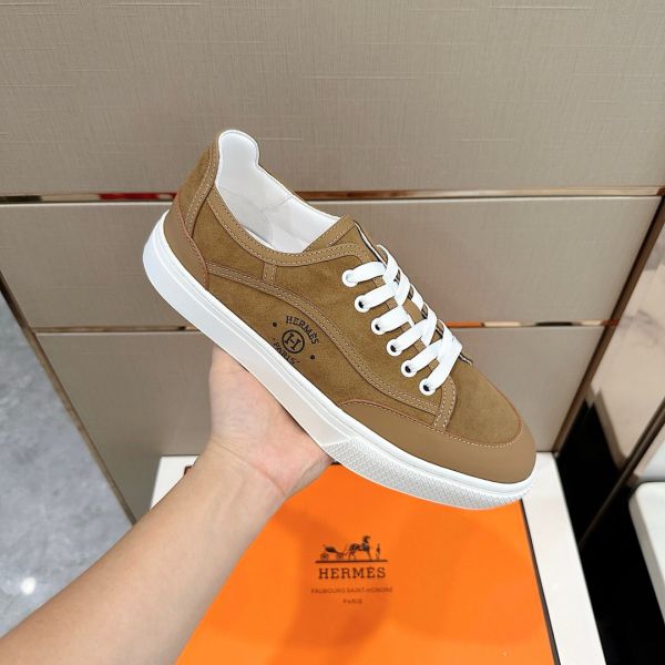 HERM Men's Get Sneakers in Beige Suede Leather