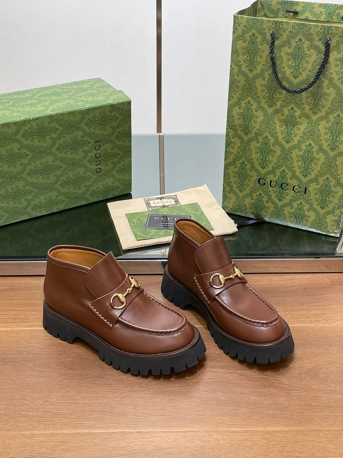 HORSEBIT ANKLE BOOTS 4.5CM IN RUSSET BROWN CALFSKIN