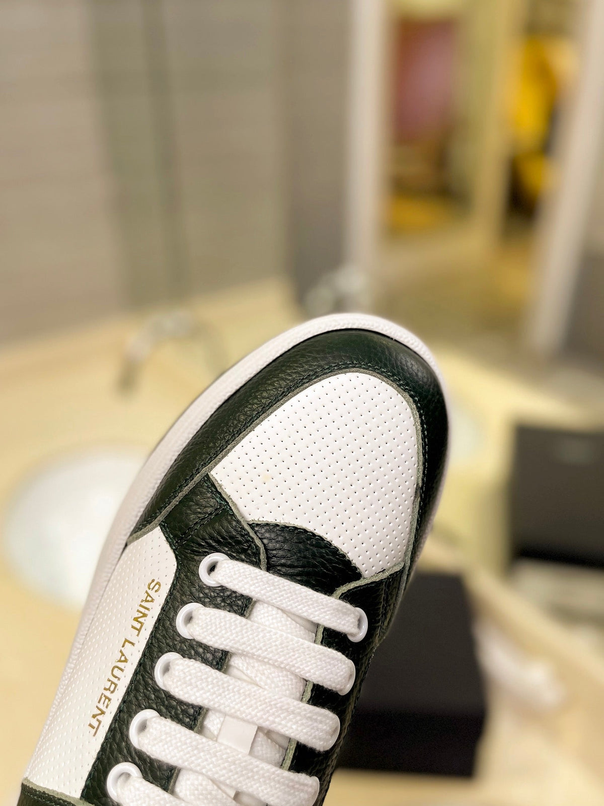 SL SL/61 SNEAKERS DARK GREEN AND WHITE CALFSKIN