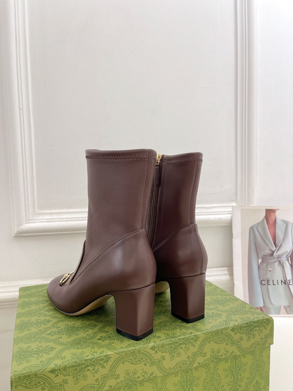 HORSEBIT ANKLE BOOTS 6.5CM IN WALNUT BROWN SHEEPSKIN