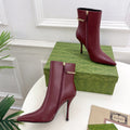 SIGNORIA SHORT BOOTS 10.5CM IN BURGUNDY RED CALFSKIN